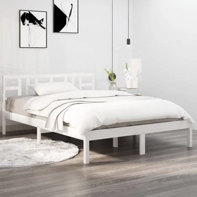3105416 vidaXL Cadru de pat, alb, 160x200 cm, lemn masiv