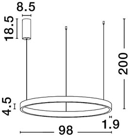 Lustra LED circulara ELOWEN 98cm, maro