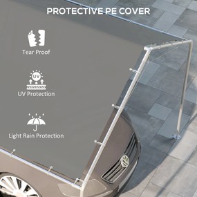 Outsunny Acoperiș Carport 10 x 20 ft, Husă de Schimb Rezistentă la UV cu Corzi Elastice, Gri Închis | Aosom Romania