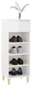 Pantofar, alb extralucios, 40x36x105 cm, lemn compozit 1, Alb foarte lucios