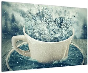 Tablou - Lumea de iarnă într-o căniță (90x60 cm)