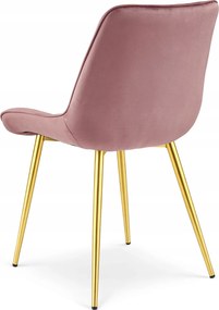 OFERTA Scaun de catifea roz inchis BERA cu picioare aurii II. calitate