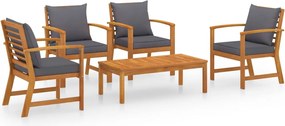 vidaXL Set mobilier de grădină cu perne, 5 piese, lemn masiv acacia