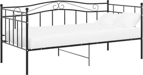 vidaXL Cadru de pat canapea, negru, 90x200 cm, metal