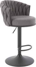 Scaun bar textil H125, gri - Nea 15, stofa clasica/otel, 53x54x90/105