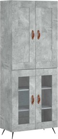 vidaXL Dulap înalt, gri beton, 69,5x34x180, lemn compozit