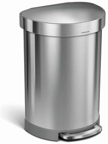 Coș cu pedale semi-rotund 60 l, oțel periat, oțel inoxidabil