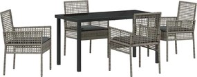 vidaXL Set de masă pentru grădină cu pernă 5 pcs Gri poliratan