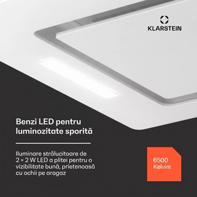 Klarstein Hektor Eco, hotă, 52 cm, 446 m³/h, control tactil, sticlă