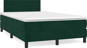 vidaXL Pat box spring cu saltea, verde închis, 120x200 cm, catifea