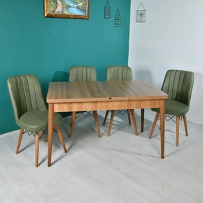 Set masa extensibila cu 6 scaune tapitate Homs cargold 250-30050 negru-VERDE,170 x 80 cm