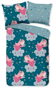 Lenjerie de pat pentru copii petrol din bumbac pentru pătuț 120x150 cm Princesse – Good Morning