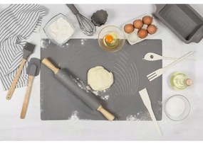 Plansa cu sucitor pentru aluat Klausberg KB-7597, 2 piese, 60x40 cm, Silicon si lemn, Gri/Maro