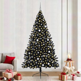 vidaXL Brad de Crăciun cu lumini decorative cu coarde Negru 240 cm PVC