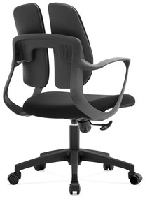 Scaun ergonomic Victor-M, mecanism multifunctional, suport lombar dublu, material textil, Negru