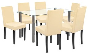 Set de masă Cadiz 6+1 alb-bej