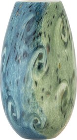 Vază din sticlă, multicolor, model marmorat, formă ovală, finisaj lucios, 18×29,5 cm, „Kalian"