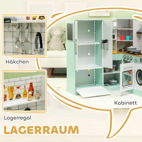 AIYAPLAY Bucătărie pentru joacă, set de bucătărie cu tablă, hotă, efecte realiste de lumină și sunet, ustensile de bucătărie | Aosom Romania