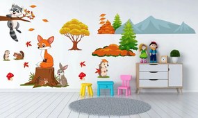 Autocolant colorat pentru copii Happy Forest Animals 80 x 160 cm