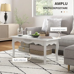 Masa pentru cafea HOMCOM, din lemn, 94x44x42 cm, alba | Aosom RO