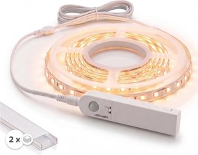 Set 1x bandă LED cu senzor FLEX LED/3,6W/4xAA 2 m + 2x profil încastrat 1 m