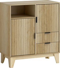 HOMCOM Bufet living, mobilier de depozitare, 2 uși, 2 sertare, raft reglabil, compartiment deschis, 80x40x90cm, lemn natural | Aosom Romania