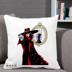 Perna Personalizata Hellsing Alucard cu Pistoale, 40x40 cm, Alba Mata, Husa Detasabila, Perna Inclusa, BEKZ®