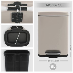 Spirella Coș de gunoi cu pedală Akira 5 l,gri-maro mat