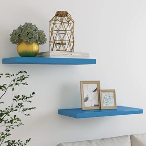 326619 vidaXL Rafturi perete suspendate, 2 buc., albastru, 60x23,5x3,8 cm MDF
