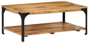 vidaXL Măsuță de cafea 2 straturi, 100x55x38 cm, lemn masiv mango/oțel