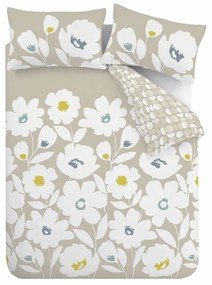 Lenjerie albă/bej pentru pat dublu/extinsă 230x220 cm Craft Floral - Catherine Lansfield