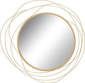 HOMCOM Decor Oglindă de Perete, Artă Metalică de Perete, Oglindă Rotundă pentru Living, Dormitor, Sufragerie, 65x65x1 cm, Auriu | Aosom Romania