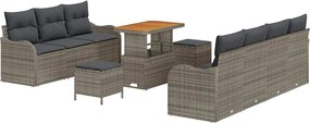 vidaXL Set de canapele pentru grădină cu pernă cu pernă 10 pcs Gri