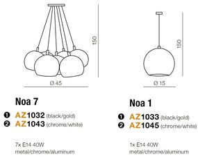 Lustra design modern Noa 7 chrome/white