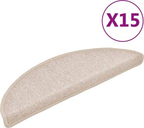 vidaXL Covorașe pentru scări, 15 buc., 56x17x3 cm, semirotunde, gri taupe