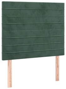 Pat box spring cu saltea, verde inchis, 120x200 cm, catifea Verde inchis, 120 x 200 cm, Benzi orizontale