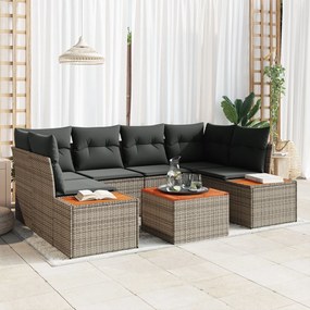 vidaXL Set de canapele pentru grădină cu pernă 7 pcs Gri Rattan poli