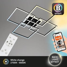 Brilo - Plafonieră LED dimabilă FRAME 50W/230V Wi-Fi Tuya + telecomandă 72,4x72,4cm negru