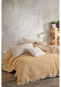Cuvertură galbenă din muselină pentru pat dublu 220x240 cm Etno - Mijolnir