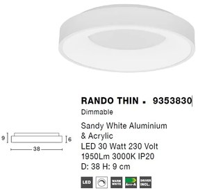 Plafoniera LED moderna 38cm RANDO THIN alba NVL-9353830