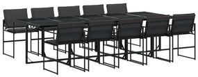 3295076 vidaXL Set mobilier de grădină, 11 piese, cu perne, negru, textilenă