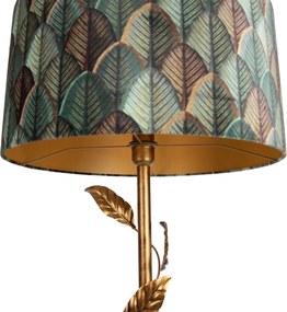 Lampă de podea aurie cu abajur cu design de frunze și interior auriu 50cm - Linden