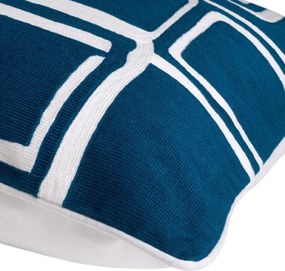 Perna decorativa design LUX Ribeira 50x50cm, albastru/ alb