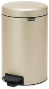 Cos de gunoi cu pedala Brabantia NewIcon 1003201, 12 L, Inchidere lina, Baza antiderapanta, Auriu metalic