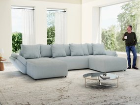 Colțar extensibil dumonde cu ladă de depozitare si sezut confortabil din spuma high-density, Berlin U Zoom GREY 380x180 cm