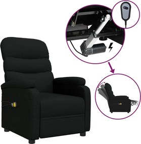 vidaXL Fotoliu de masaj electric rabatabil, negru, textil