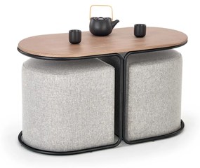 Set masuta cafea si 2 tabureti Pampa nuc/gri