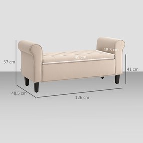 HOMCOM Bancă de Depozitare din Țesătură tip Catifea cu Spațiu Ascuns, Bej | Aosom Romania