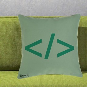 Perna Personalizata Cod HTML Turcoaz, 40x40 cm, Verde, Husa Detasabila, Perna Inclusa, BEKZ®