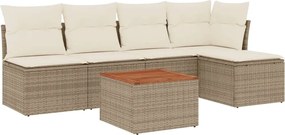 vidaXL Set canapele de grădină cu perne, 6 piese, bej, poliratan